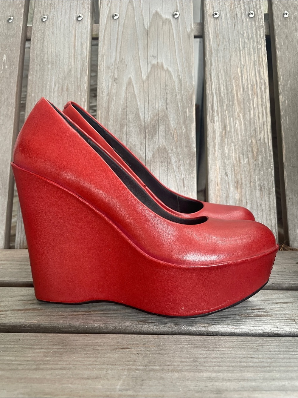 Red Wedge Platform Heels by Kork-Ease